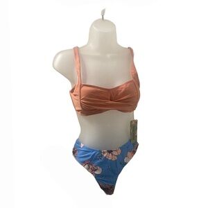 Shekini Ruched Floral Multi-Color Bikini Swimsuit M NWT